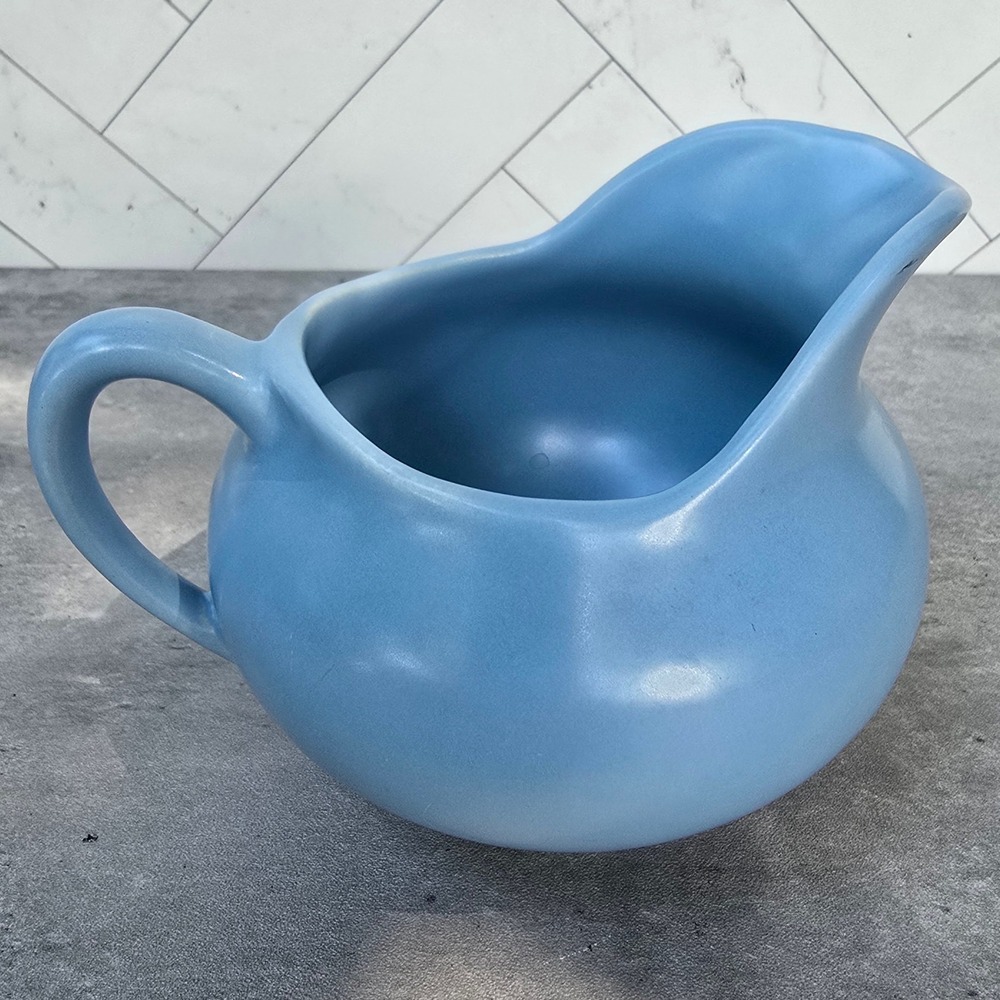 Bauer Pottery USA Ringware Creamer Pitcher Delph Blue Matte Vintage Stoneware